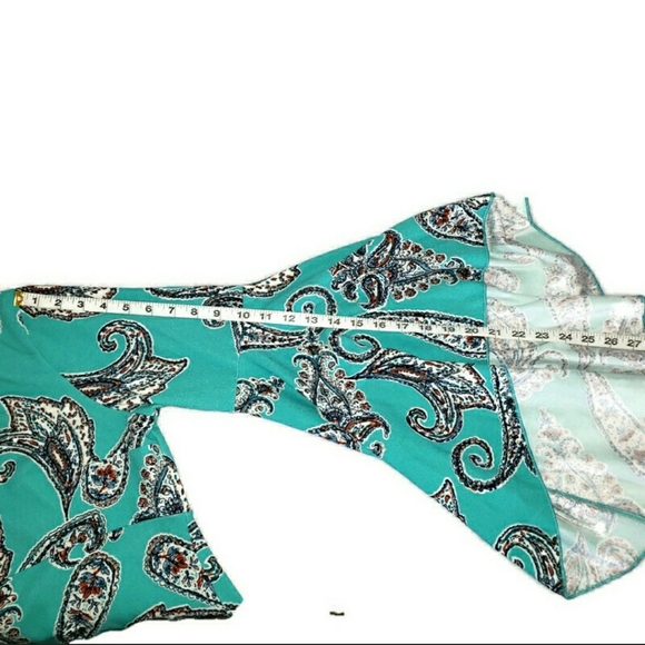 Cato XL turquoise paisley bell sleeve dress - Picture 11 of 15